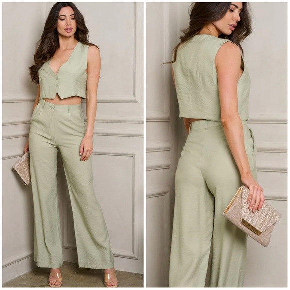 GALITA Sage Green 2-Piece Vest And Pants Set - Picture 5 of 7